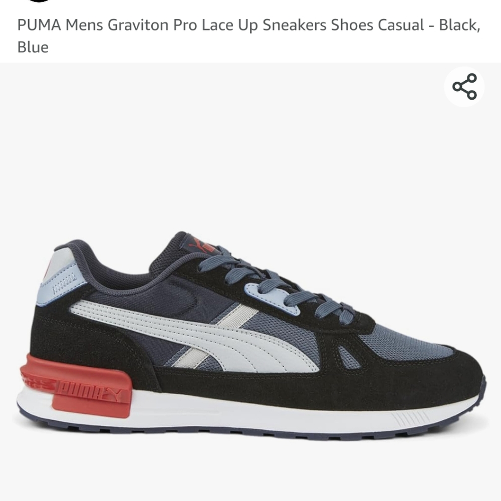 PUMA Mens Graviton Pro Lace Up Sneakers Shoes Casual - Black, Blue size men's 13